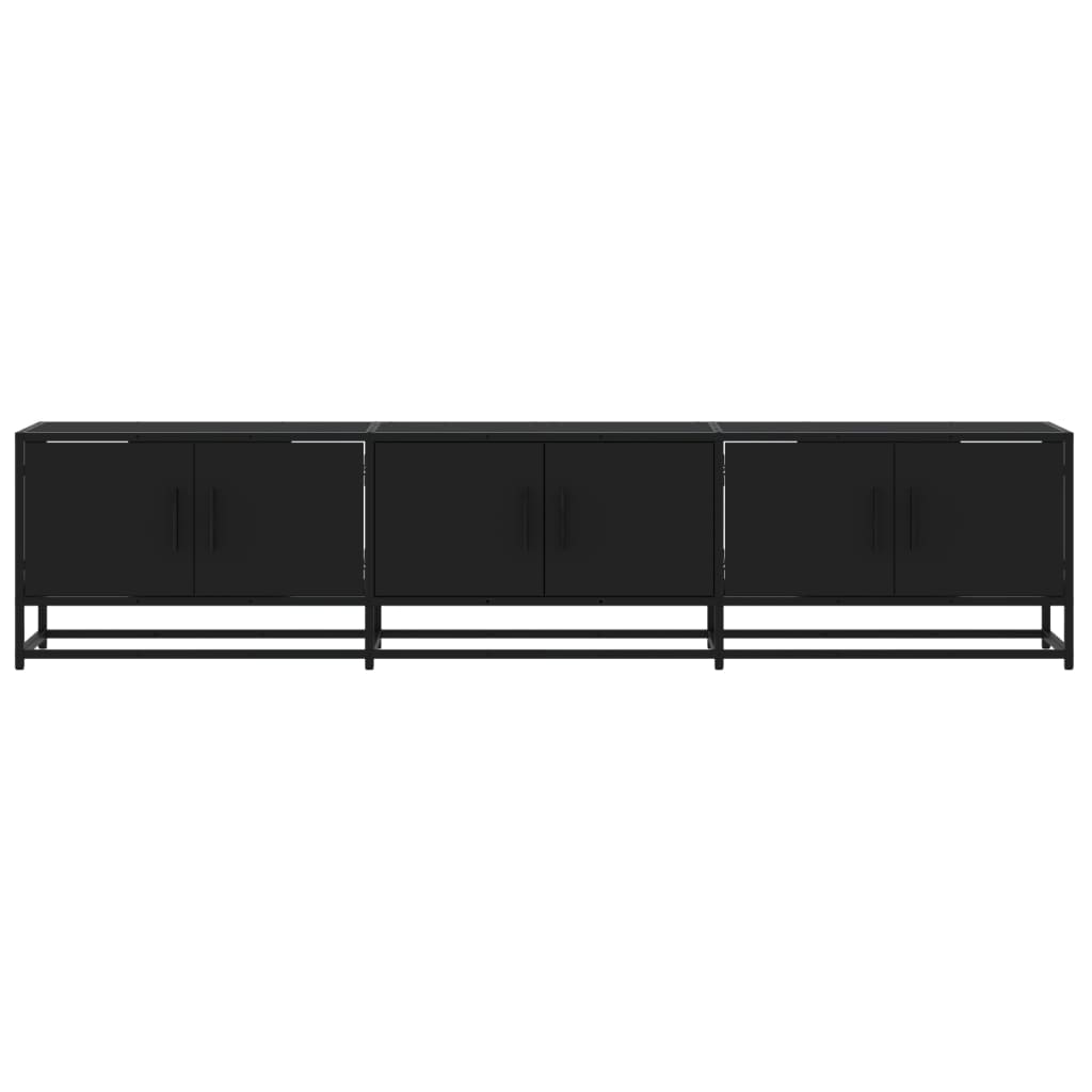 Industrial Wooden 70 Inch TV Tele Stand Unit Cabinet With 6 Doors Storage Compartments
