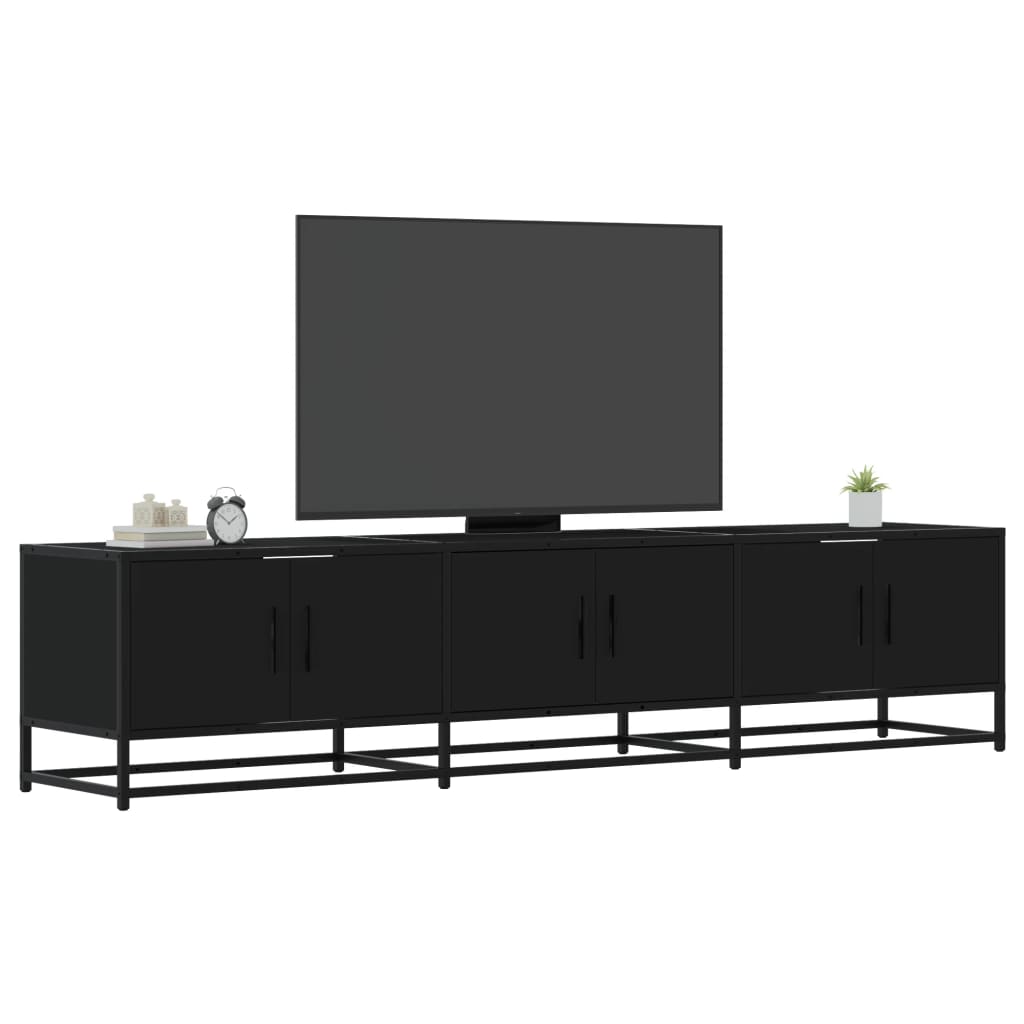 Industrial Wooden 70 Inch TV Tele Stand Unit Cabinet With 6 Doors Storage Compartments