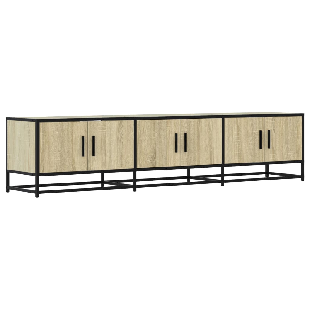 Industrial Wooden 70 Inch TV Tele Stand Unit Cabinet With 6 Doors Storage Compartments