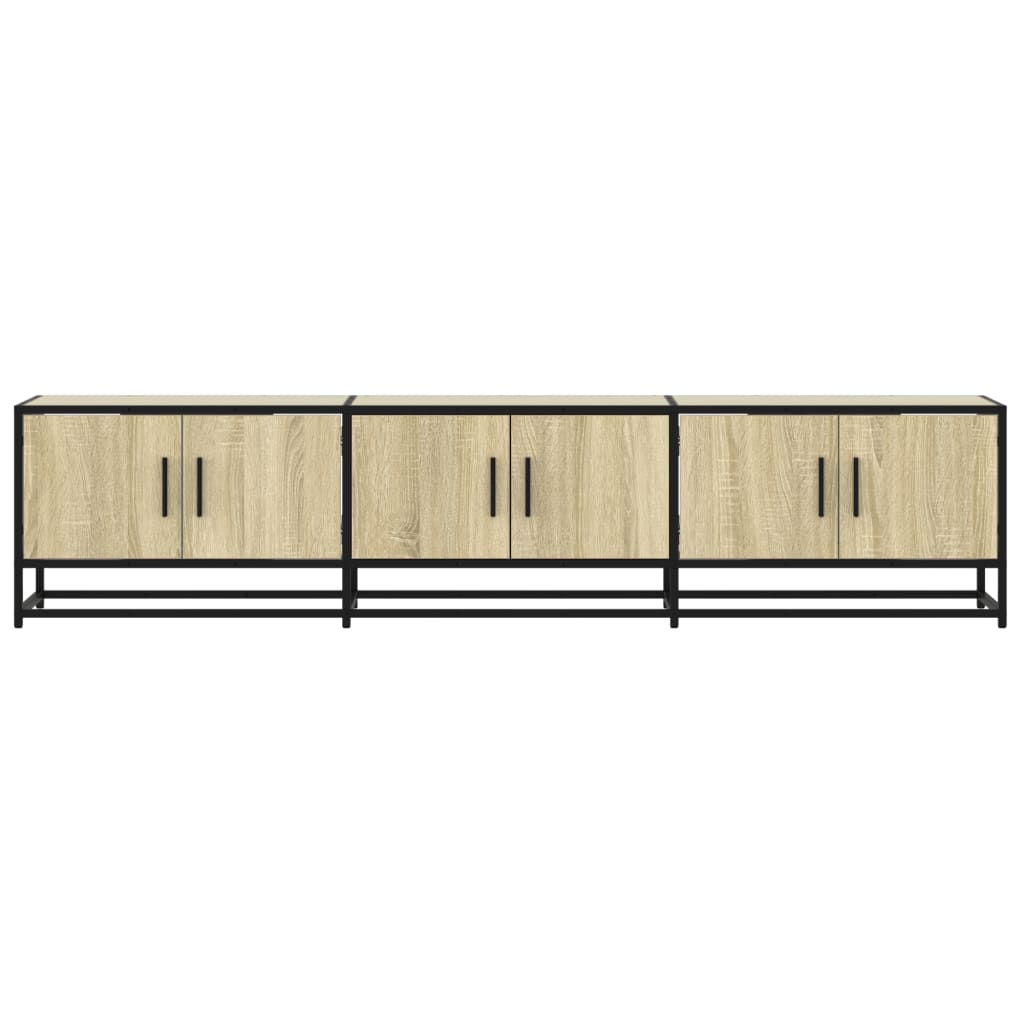 Industrial Wooden 70 Inch TV Tele Stand Unit Cabinet With 6 Doors Storage Compartments