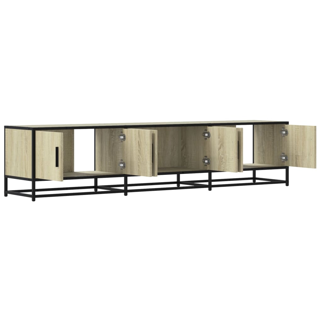 Industrial Wooden 70 Inch TV Tele Stand Unit Cabinet With 6 Doors Storage Compartments