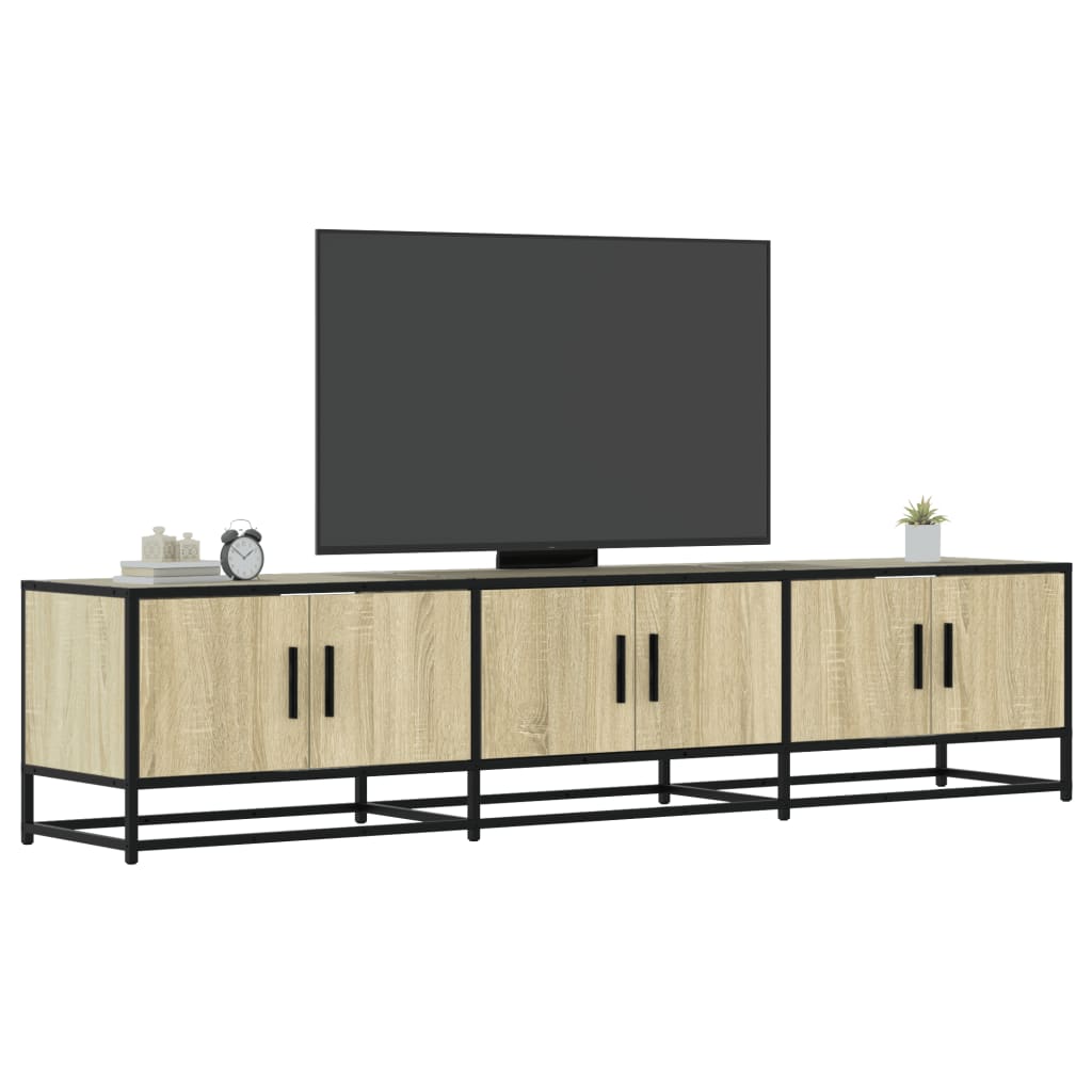 Industrial Wooden 70 Inch TV Tele Stand Unit Cabinet With 6 Doors Storage Compartments