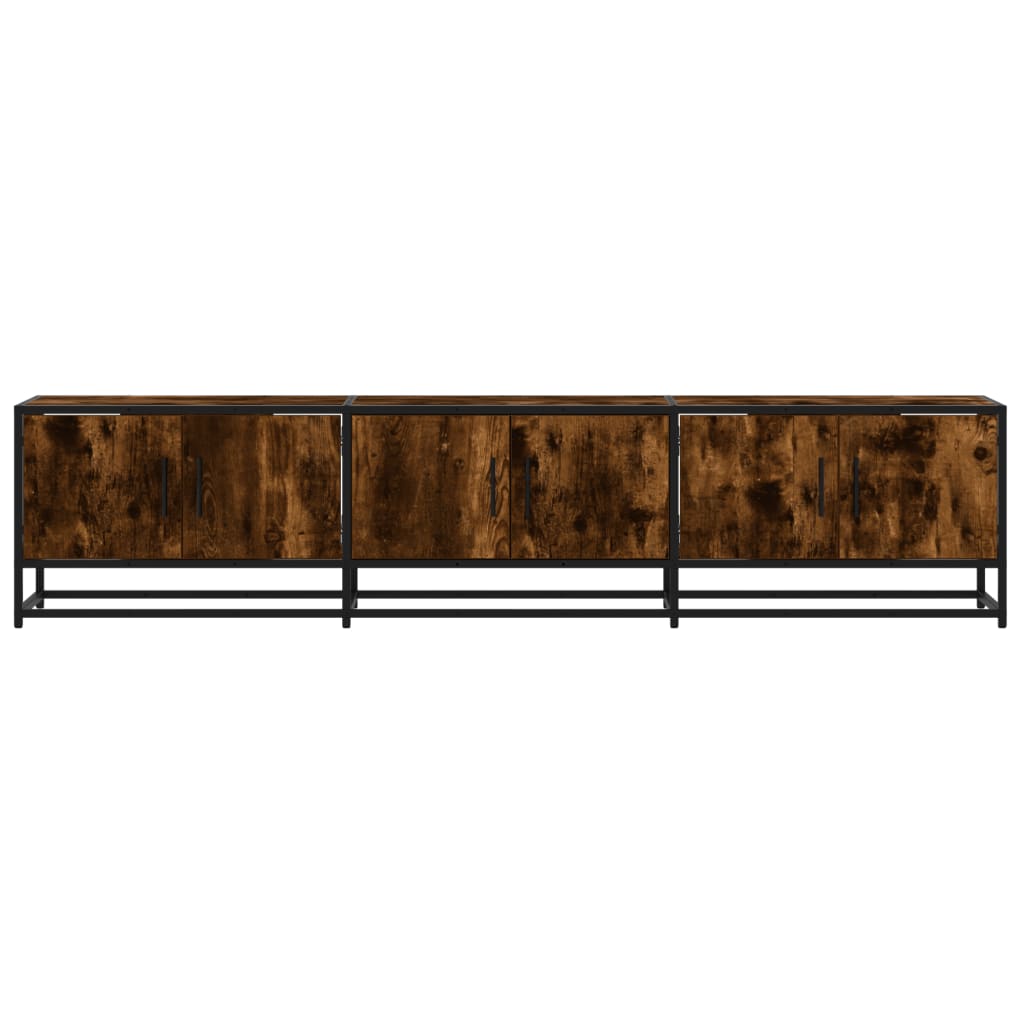 Industrial Wooden 70 Inch TV Tele Stand Unit Cabinet With 6 Doors Storage Compartments