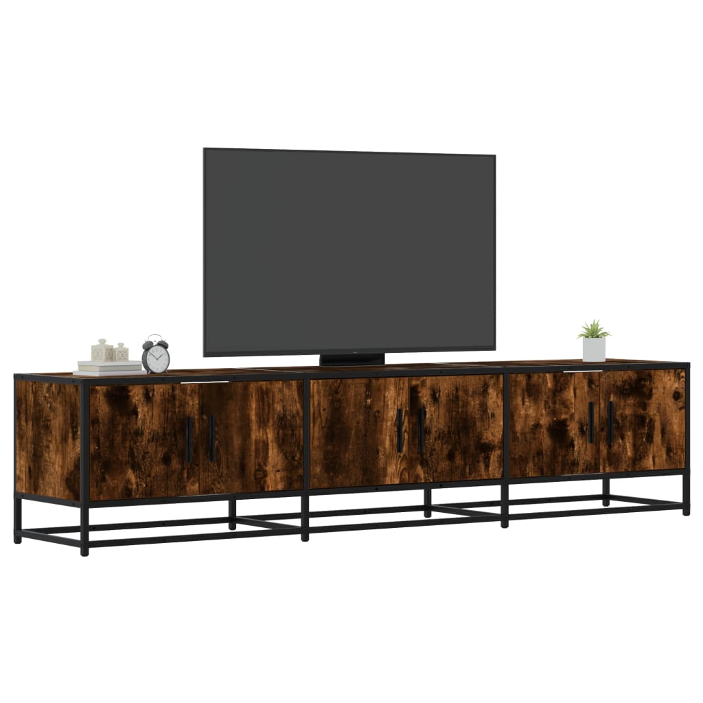 Industrial Wooden 70 Inch TV Tele Stand Unit Cabinet With 6 Doors Storage Compartments