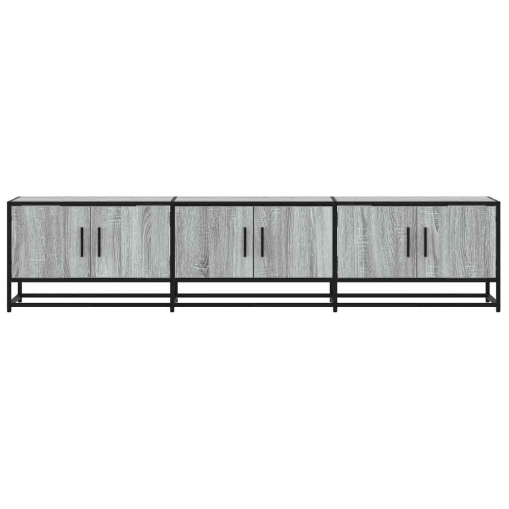 Industrial Wooden 70 Inch TV Tele Stand Unit Cabinet With 6 Doors Storage Compartments