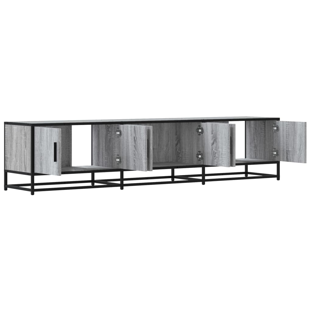 Industrial Wooden 70 Inch TV Tele Stand Unit Cabinet With 6 Doors Storage Compartments