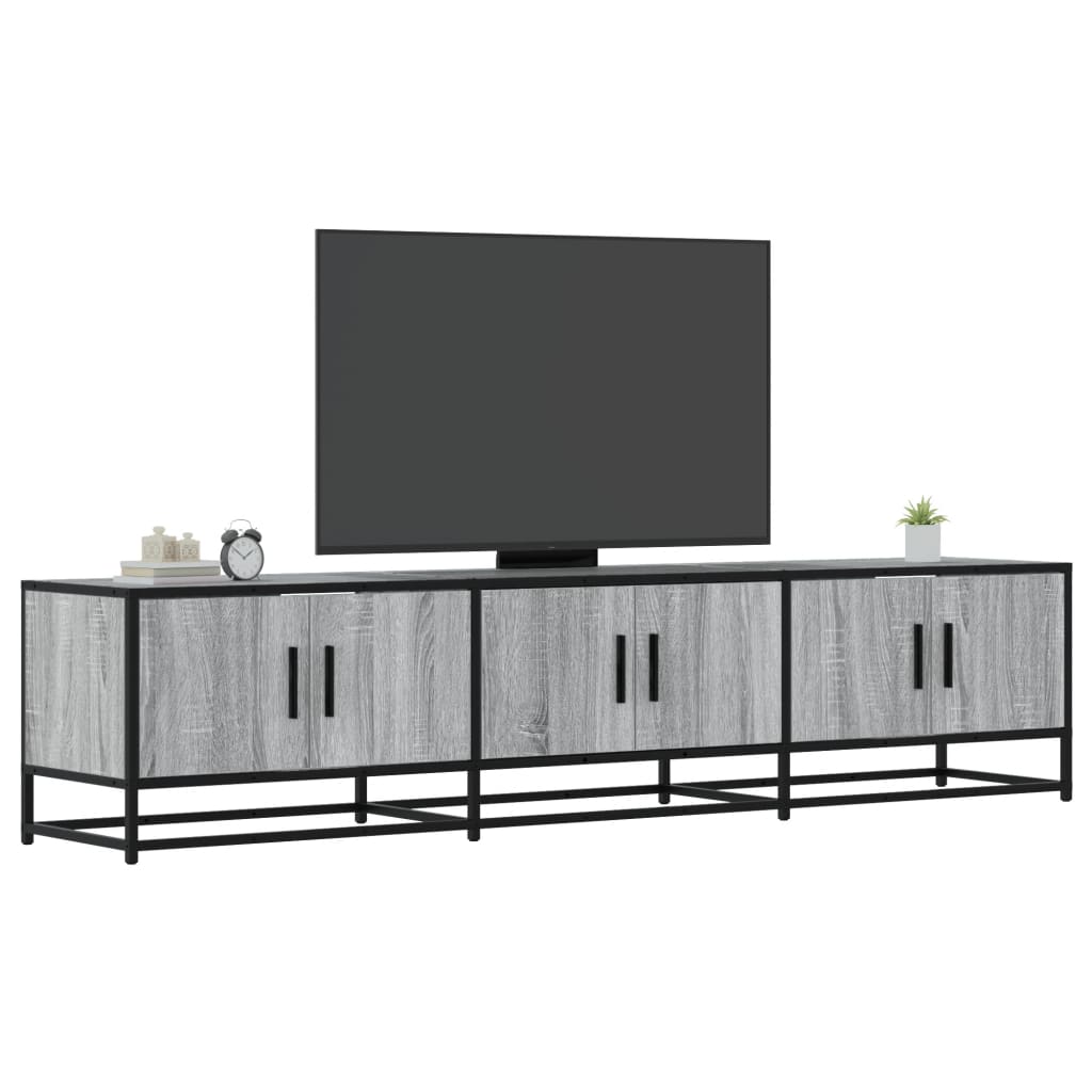 Industrial Wooden 70 Inch TV Tele Stand Unit Cabinet With 6 Doors Storage Compartments