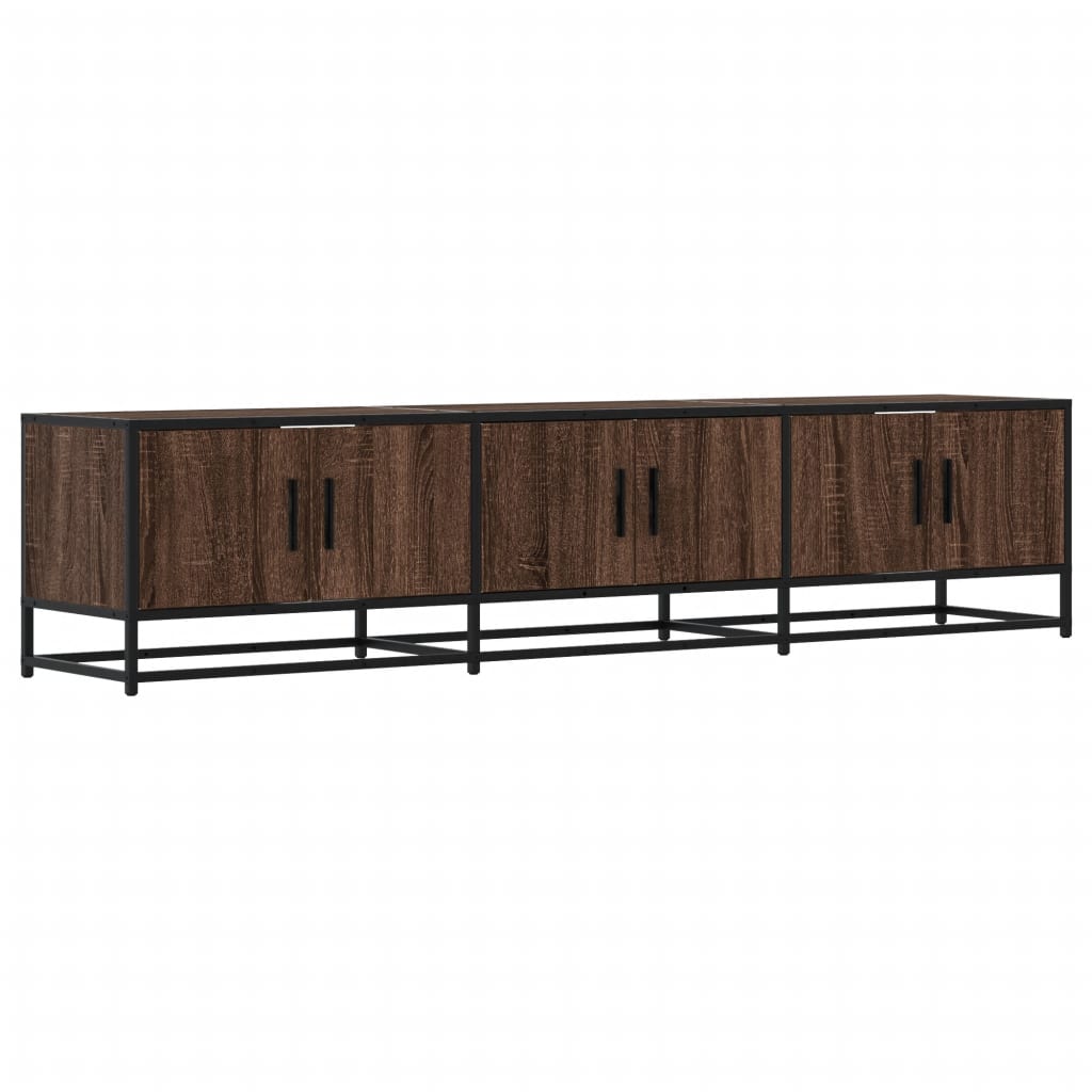 Industrial Wooden 70 Inch TV Tele Stand Unit Cabinet With 6 Doors Storage Compartments