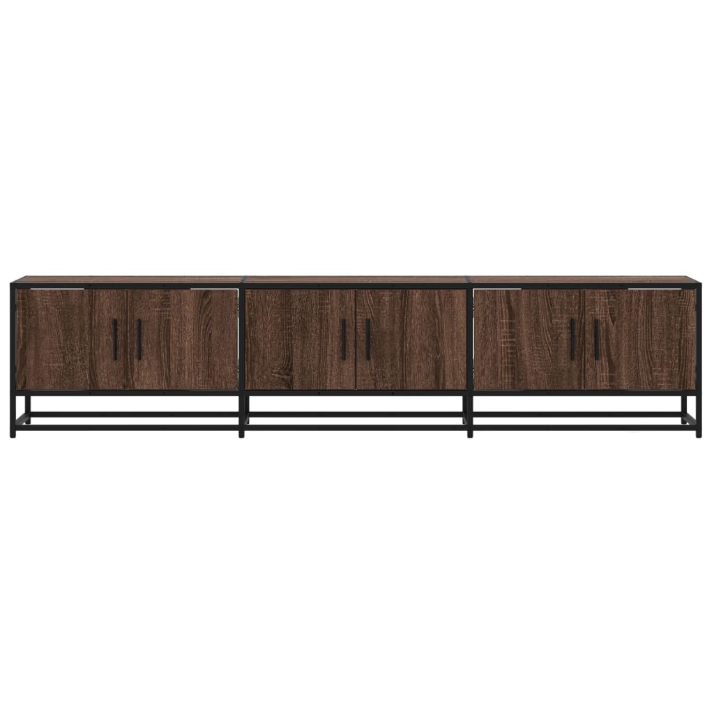 Industrial Wooden 70 Inch TV Tele Stand Unit Cabinet With 6 Doors Storage Compartments