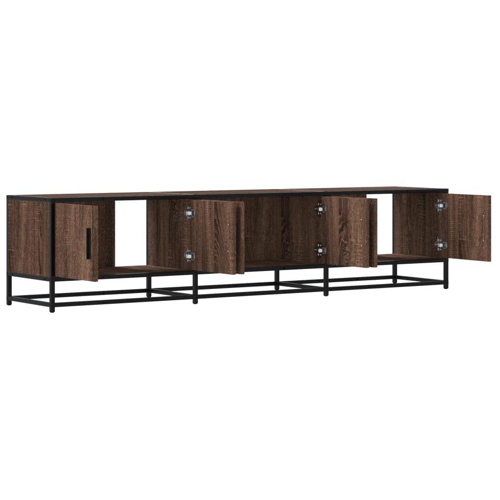 Industrial Wooden 70 Inch TV Tele Stand Unit Cabinet With 6 Doors Storage Compartments