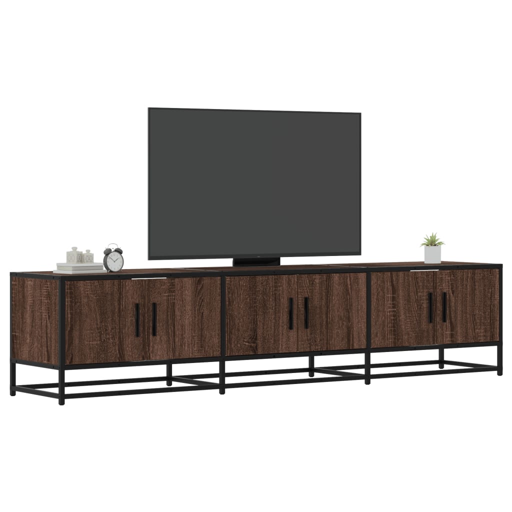 Industrial Wooden 70 Inch TV Tele Stand Unit Cabinet With 6 Doors Storage Compartments