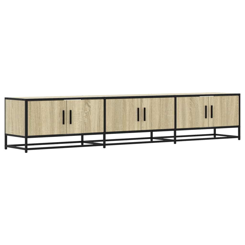 Industrial Wooden 82 Inch TV Tele Stand Unit Cabinet With 6 Doors Storage Compartments