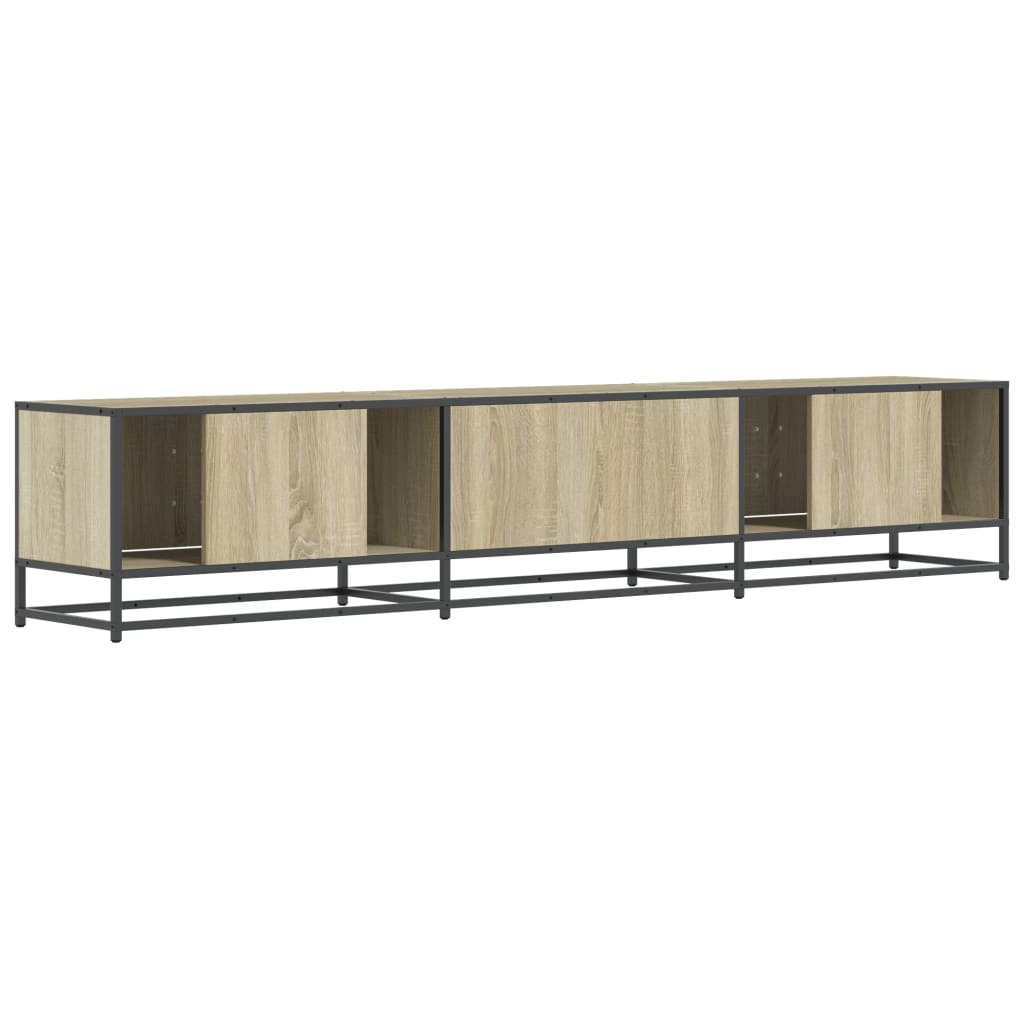 Industrial Wooden 82 Inch TV Tele Stand Unit Cabinet With 6 Doors Storage Compartments
