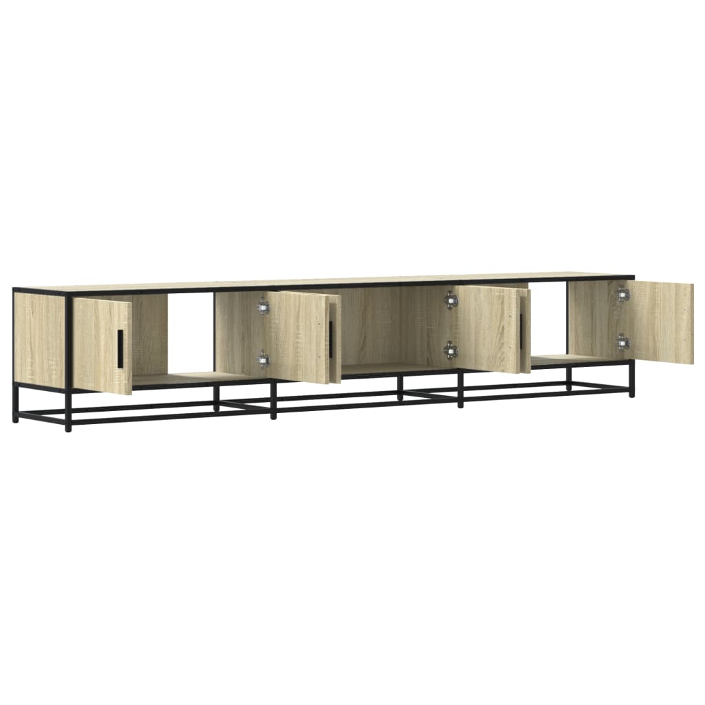 Industrial Wooden 82 Inch TV Tele Stand Unit Cabinet With 6 Doors Storage Compartments