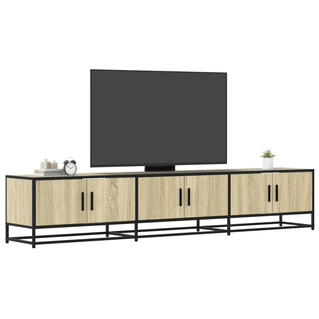 Industrial Wooden 82 Inch TV Tele Stand Unit Cabinet With 6 Doors Storage Compartments