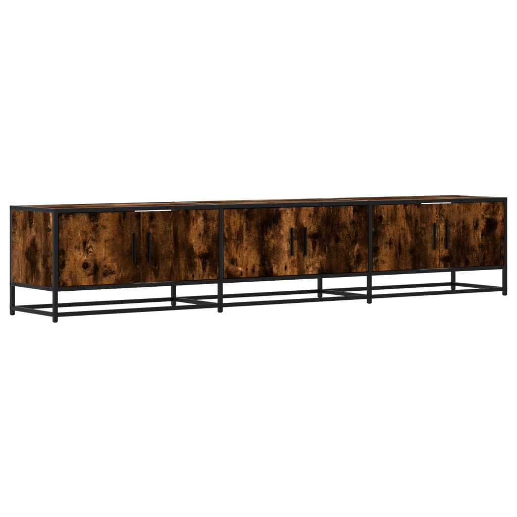Industrial Wooden 82 Inch TV Tele Stand Unit Cabinet With 6 Doors Storage Compartments