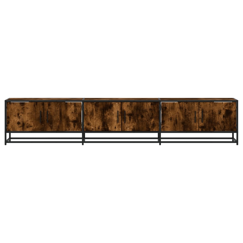 Industrial Wooden 82 Inch TV Tele Stand Unit Cabinet With 6 Doors Storage Compartments