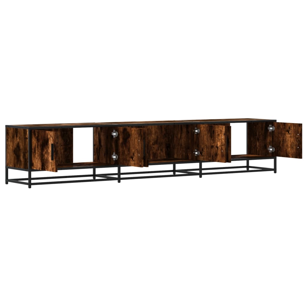 Industrial Wooden 82 Inch TV Tele Stand Unit Cabinet With 6 Doors Storage Compartments