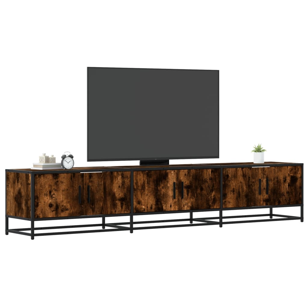 Industrial Wooden 82 Inch TV Tele Stand Unit Cabinet With 6 Doors Storage Compartments