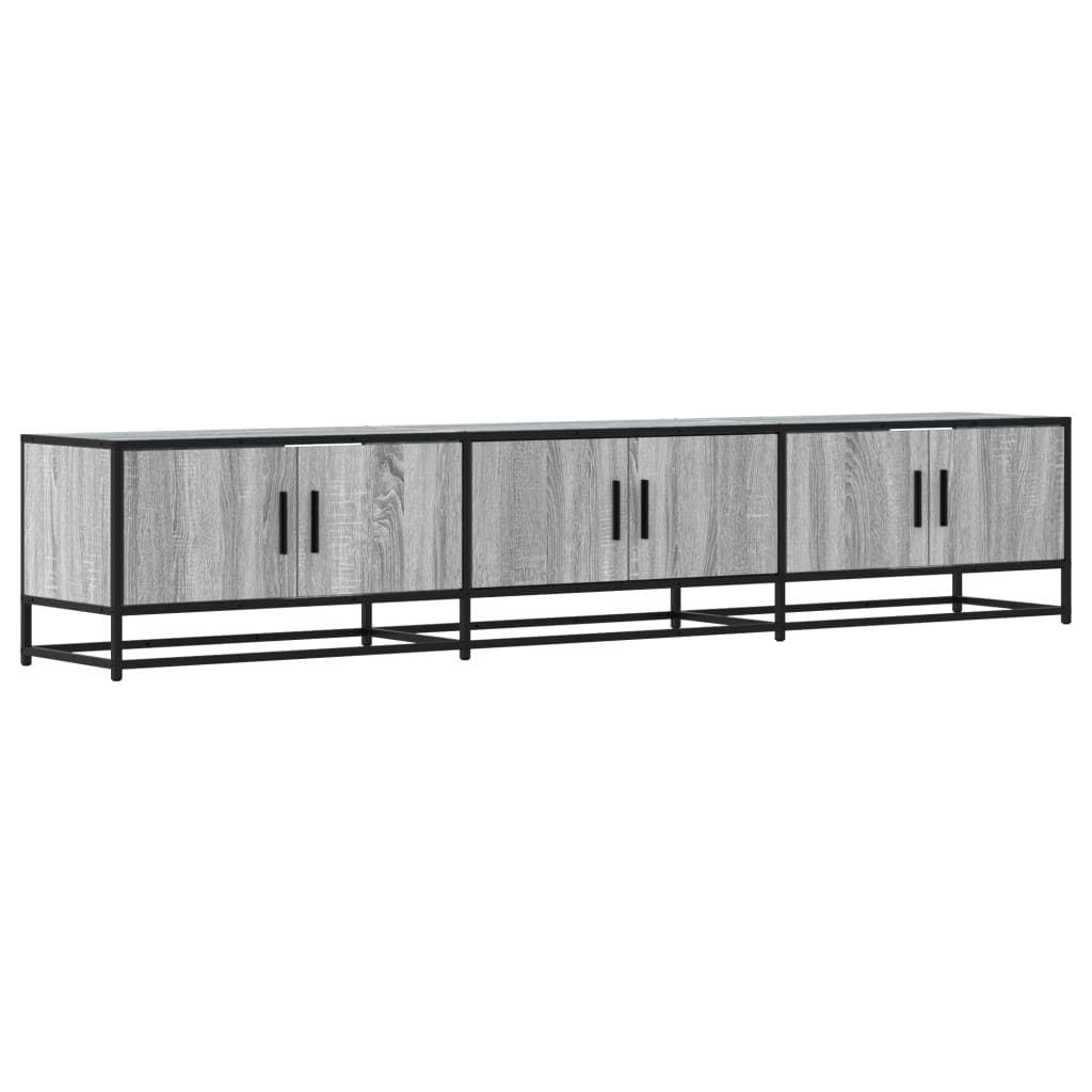 Industrial Wooden 82 Inch TV Tele Stand Unit Cabinet With 6 Doors Storage Compartments