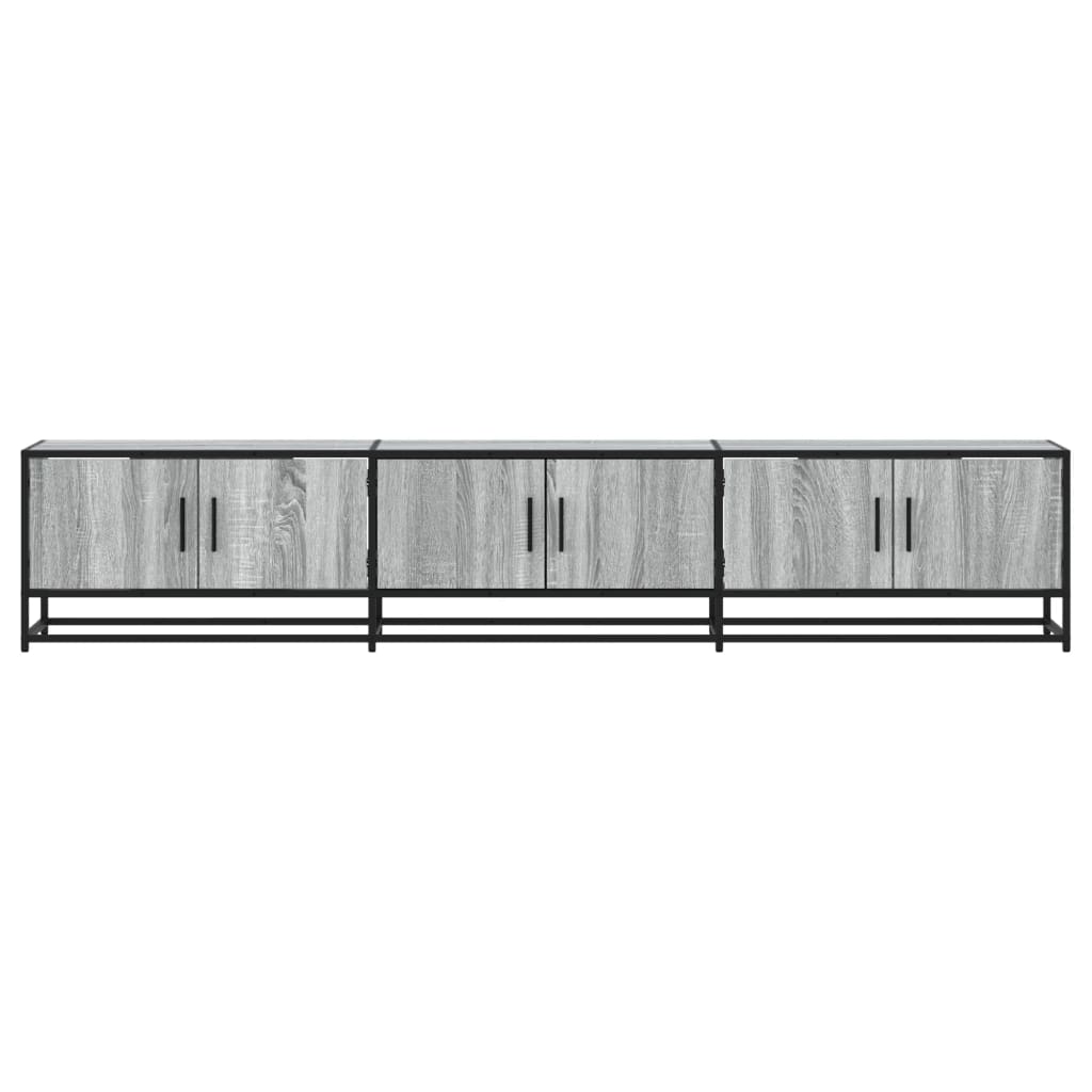 Industrial Wooden 82 Inch TV Tele Stand Unit Cabinet With 6 Doors Storage Compartments