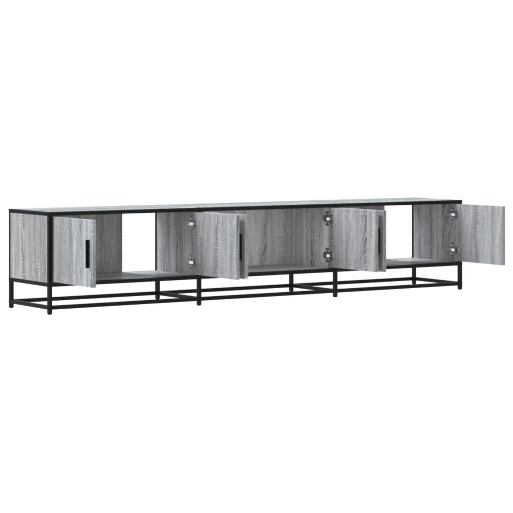 Industrial Wooden 82 Inch TV Tele Stand Unit Cabinet With 6 Doors Storage Compartments