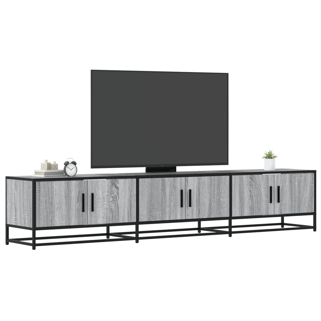 Industrial Wooden 82 Inch TV Tele Stand Unit Cabinet With 6 Doors Storage Compartments