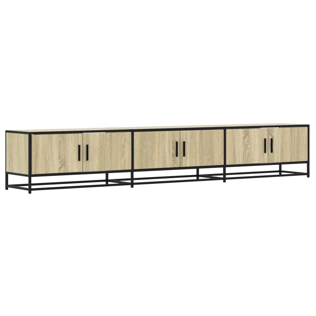 Industrial Wooden 95 Inch TV Tele Stand Unit Cabinet With 6 Storage Doors Compartments