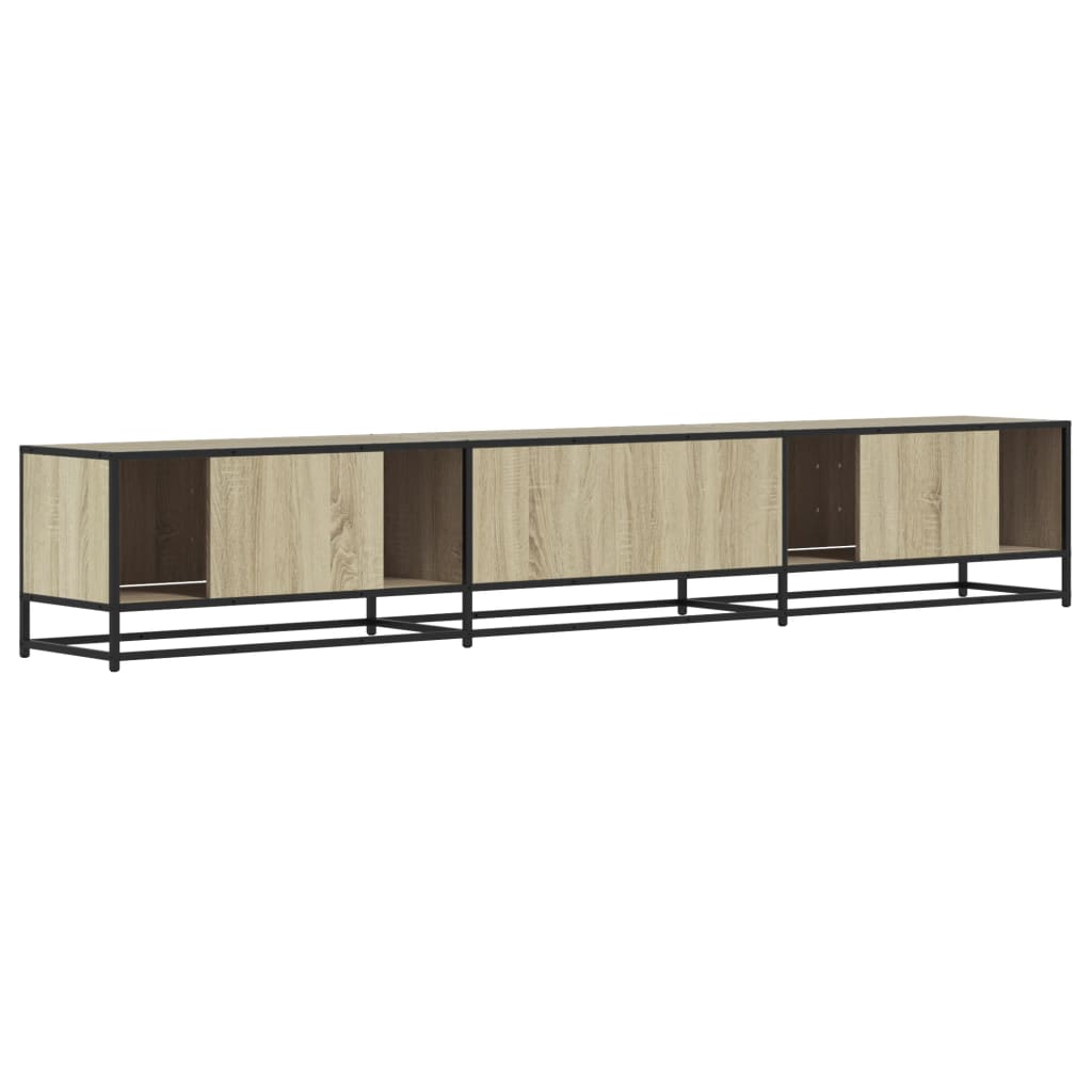 Industrial Wooden 95 Inch TV Tele Stand Unit Cabinet With 6 Storage Doors Compartments