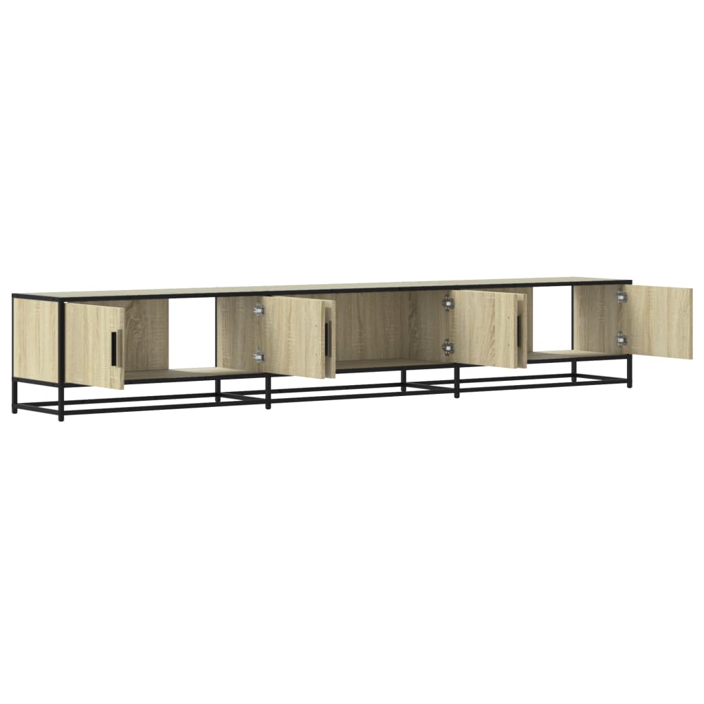 Industrial Wooden 95 Inch TV Tele Stand Unit Cabinet With 6 Storage Doors Compartments