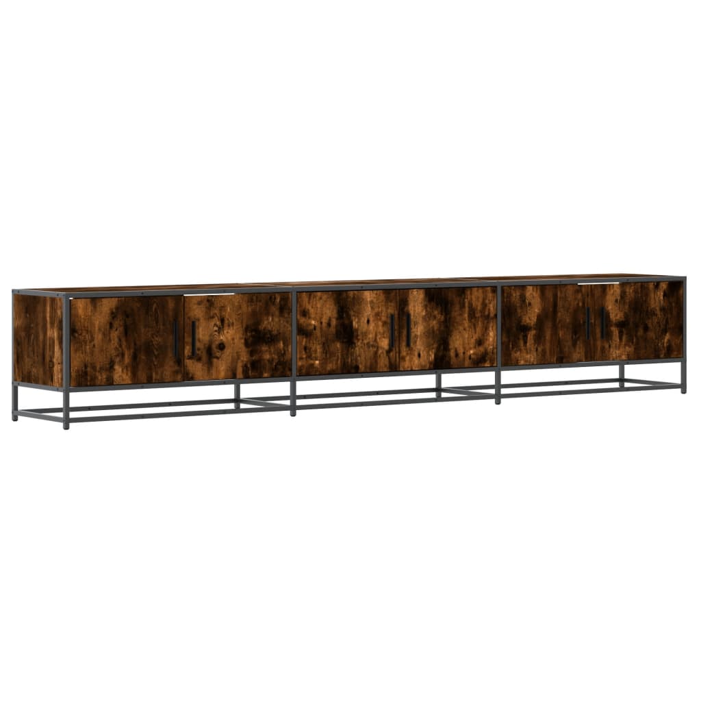 Industrial Wooden 95 Inch TV Tele Stand Unit Cabinet With 6 Storage Doors Compartments