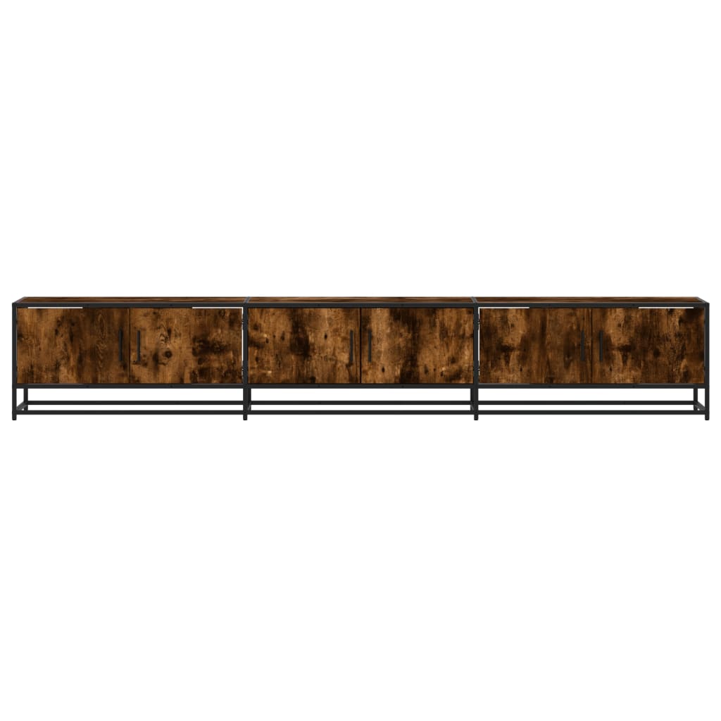 Industrial Wooden 95 Inch TV Tele Stand Unit Cabinet With 6 Storage Doors Compartments
