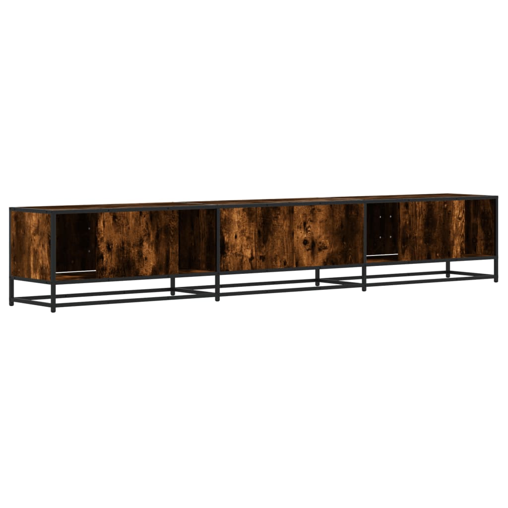 Industrial Wooden 95 Inch TV Tele Stand Unit Cabinet With 6 Storage Doors Compartments