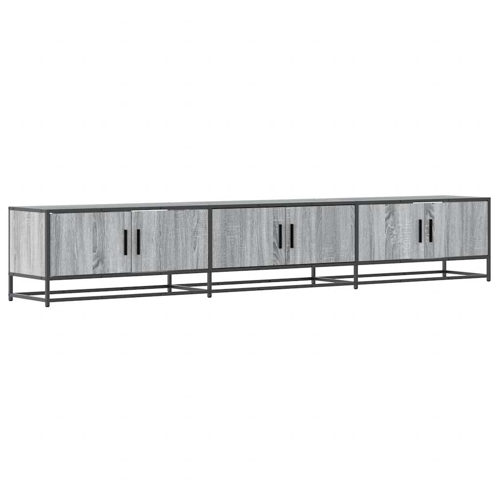 Industrial Wooden 95 Inch TV Tele Stand Unit Cabinet With 6 Storage Doors Compartments