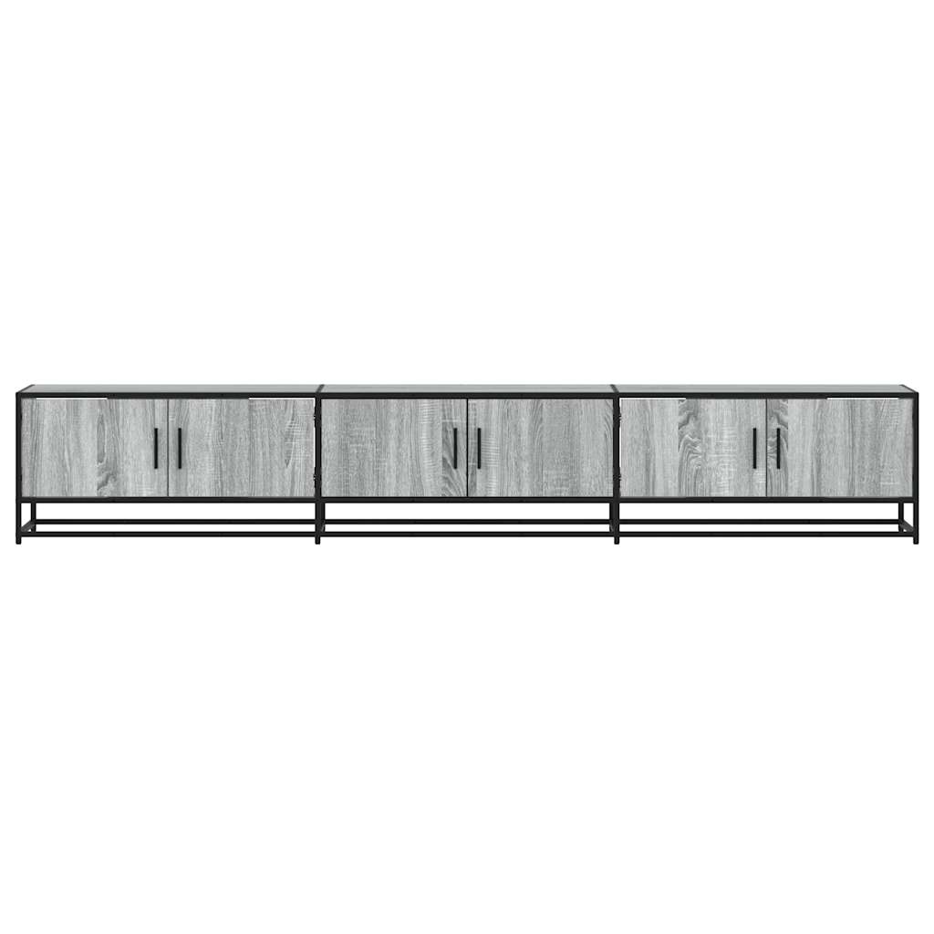 Industrial Wooden 95 Inch TV Tele Stand Unit Cabinet With 6 Storage Doors Compartments