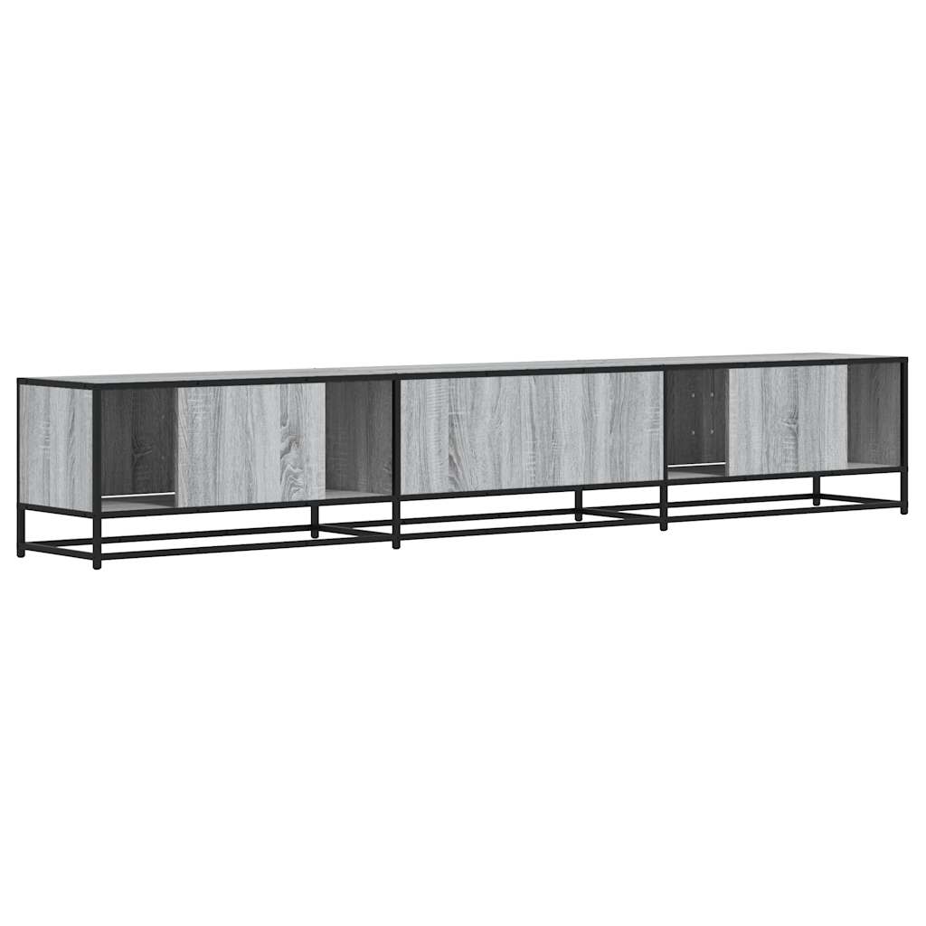 Industrial Wooden 95 Inch TV Tele Stand Unit Cabinet With 6 Storage Doors Compartments