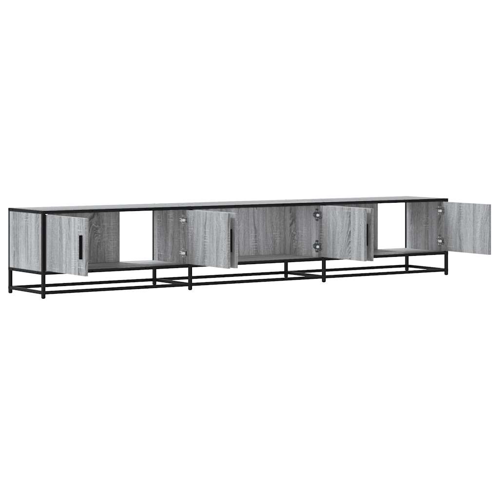 Industrial Wooden 95 Inch TV Tele Stand Unit Cabinet With 6 Storage Doors Compartments