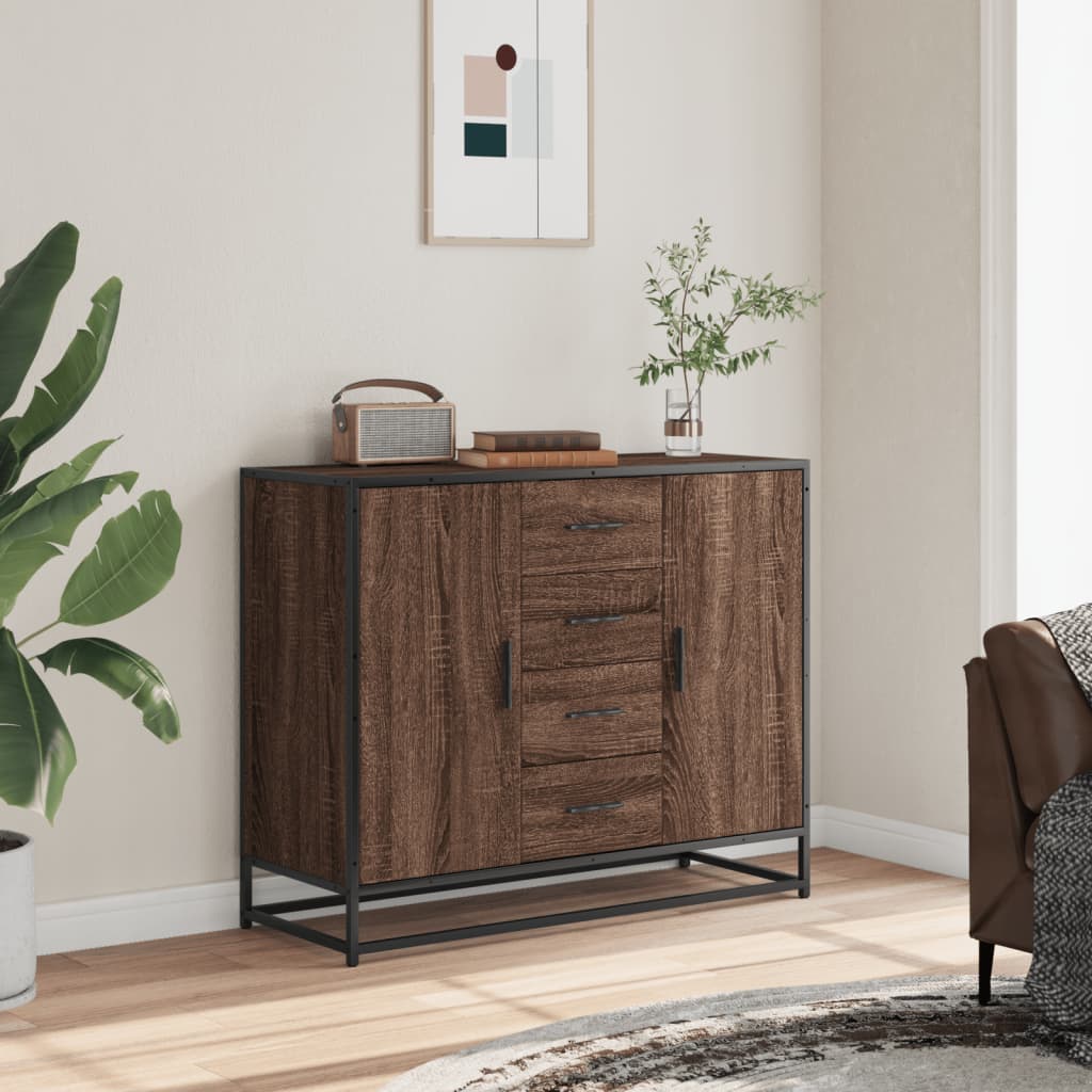 Sideboard Brown Oak 92x35x76 cm Engineered Wood