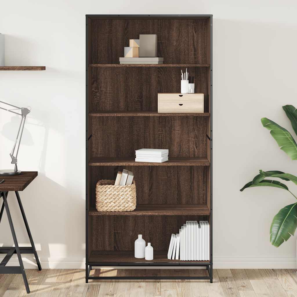 Bookcase Brown Oak 80.5x35x170.5 cm Engineered Wood