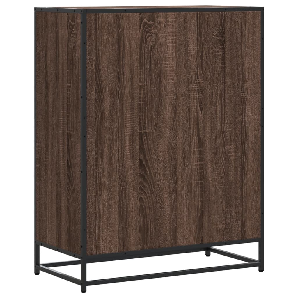 Shoe Cabinet Brown Oak 75x38x97.5 cm Engineered Wood and Metal