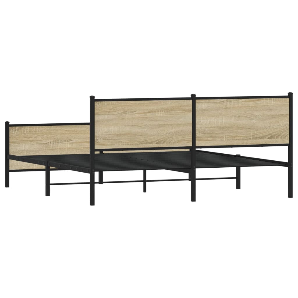 Metal Bed Frame without Mattress Sonoma Oak 193x203 cm