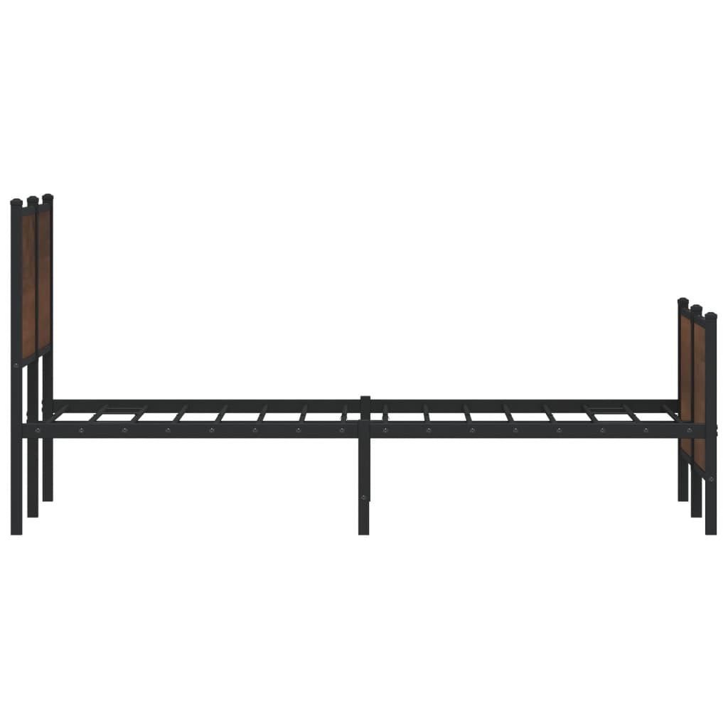 Metal Bed Frame without Mattress Brown Oak 160x200 cm