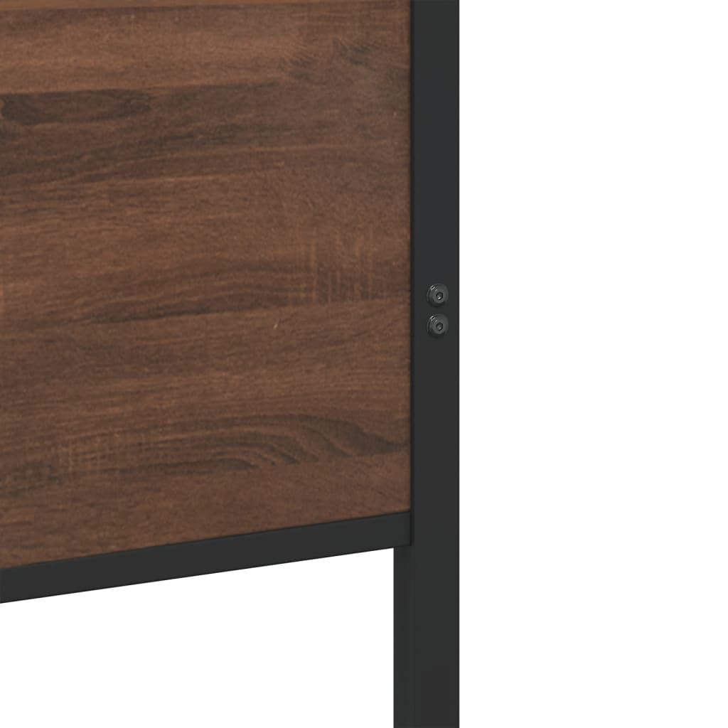 Metal Bed Frame without Mattress Brown Oak 180x200 cm Super King