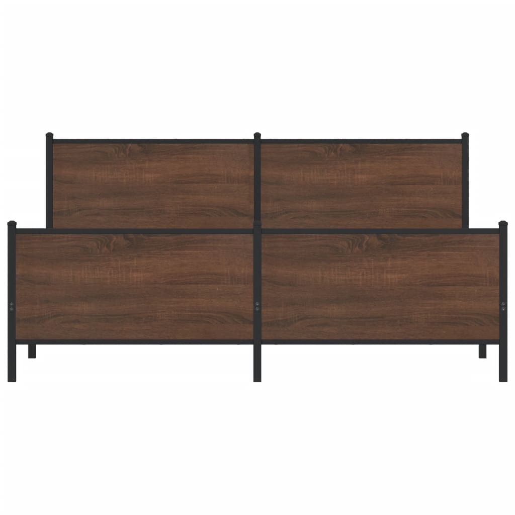 Metal Bed Frame without Mattress Brown Oak 183x213 cm