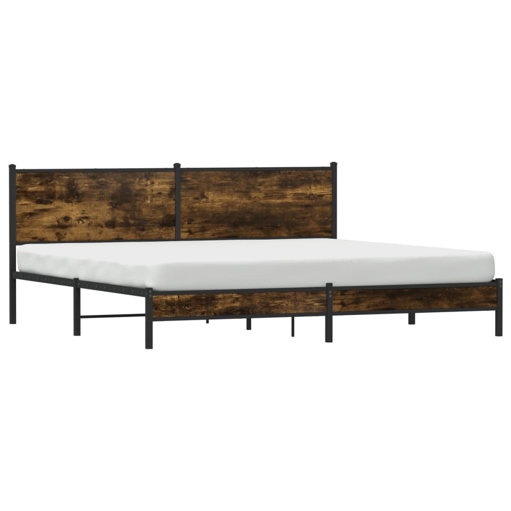 Metal Bed Frame without Mattress Smoked Oak 193x203 cm