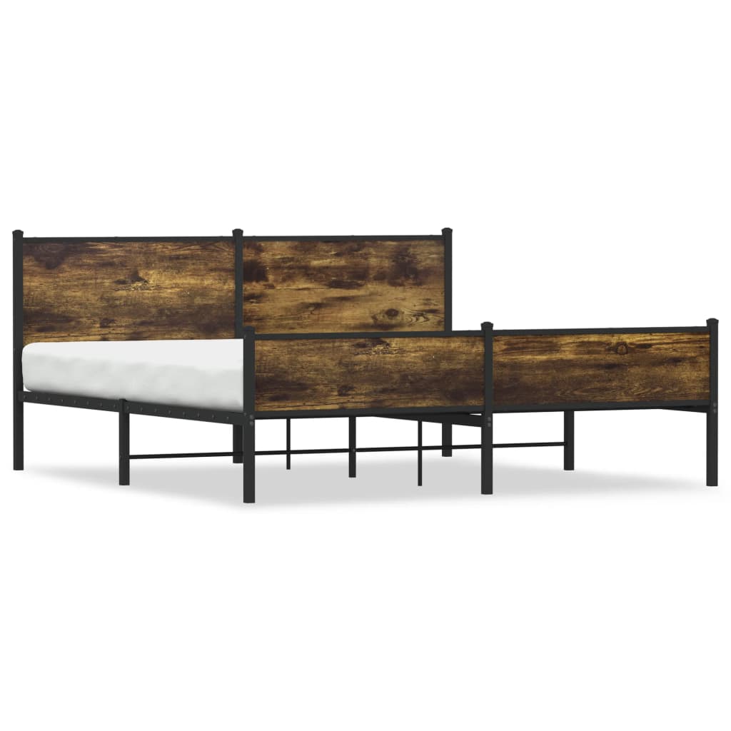 Metal Bed Frame without Mattress Smoked Oak 180x200 cm Super King