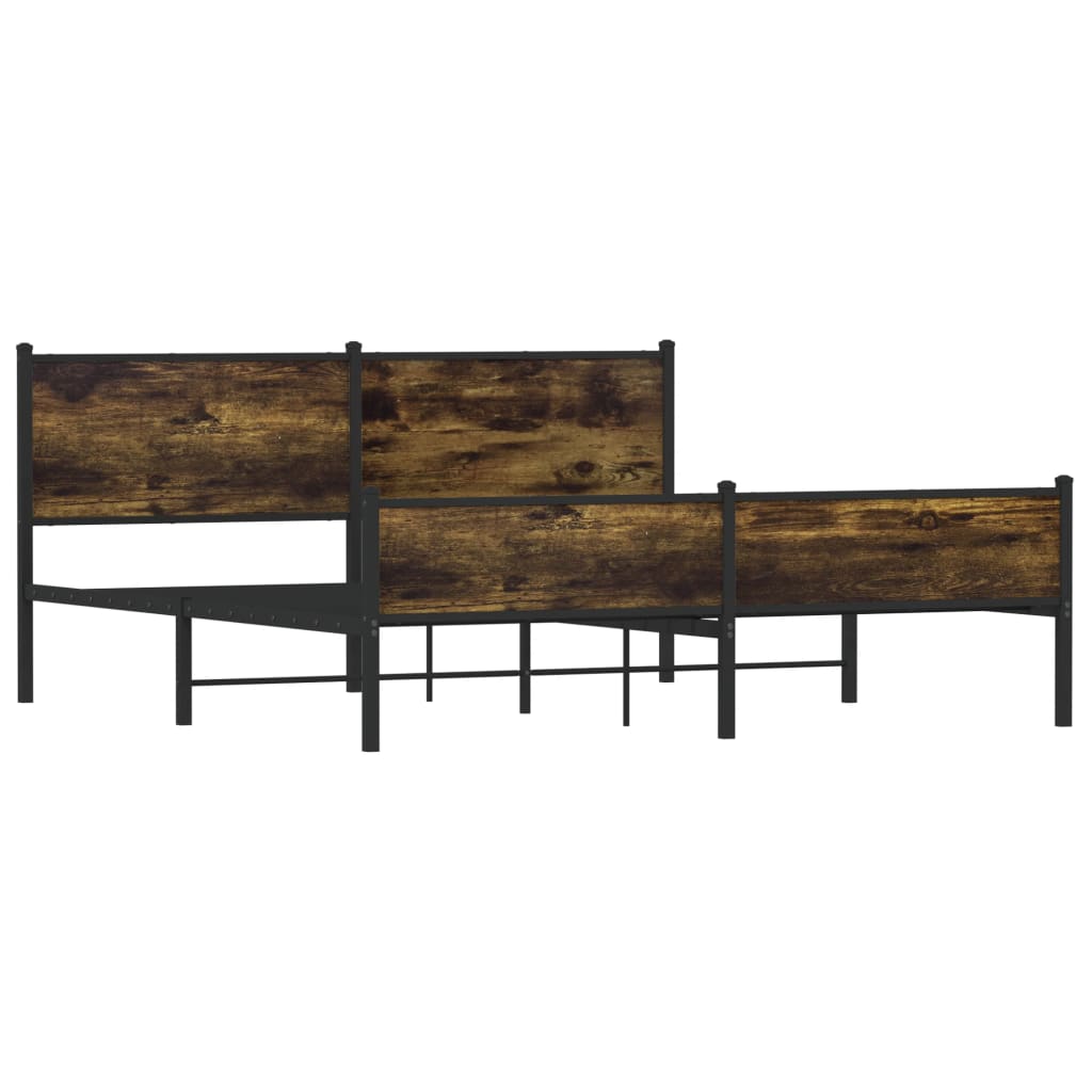 Metal Bed Frame without Mattress Smoked Oak 180x200 cm Super King