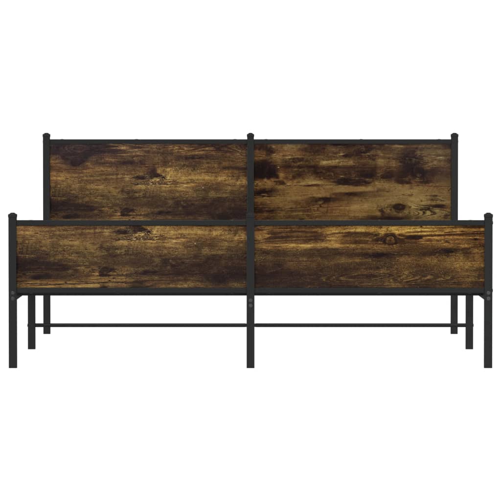 Metal Bed Frame without Mattress Smoked Oak 180x200 cm Super King