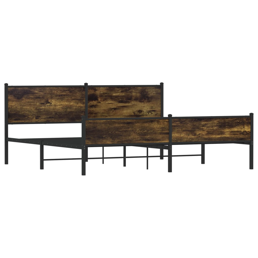 Metal Bed Frame without Mattress Smoked Oak 200x200 cm