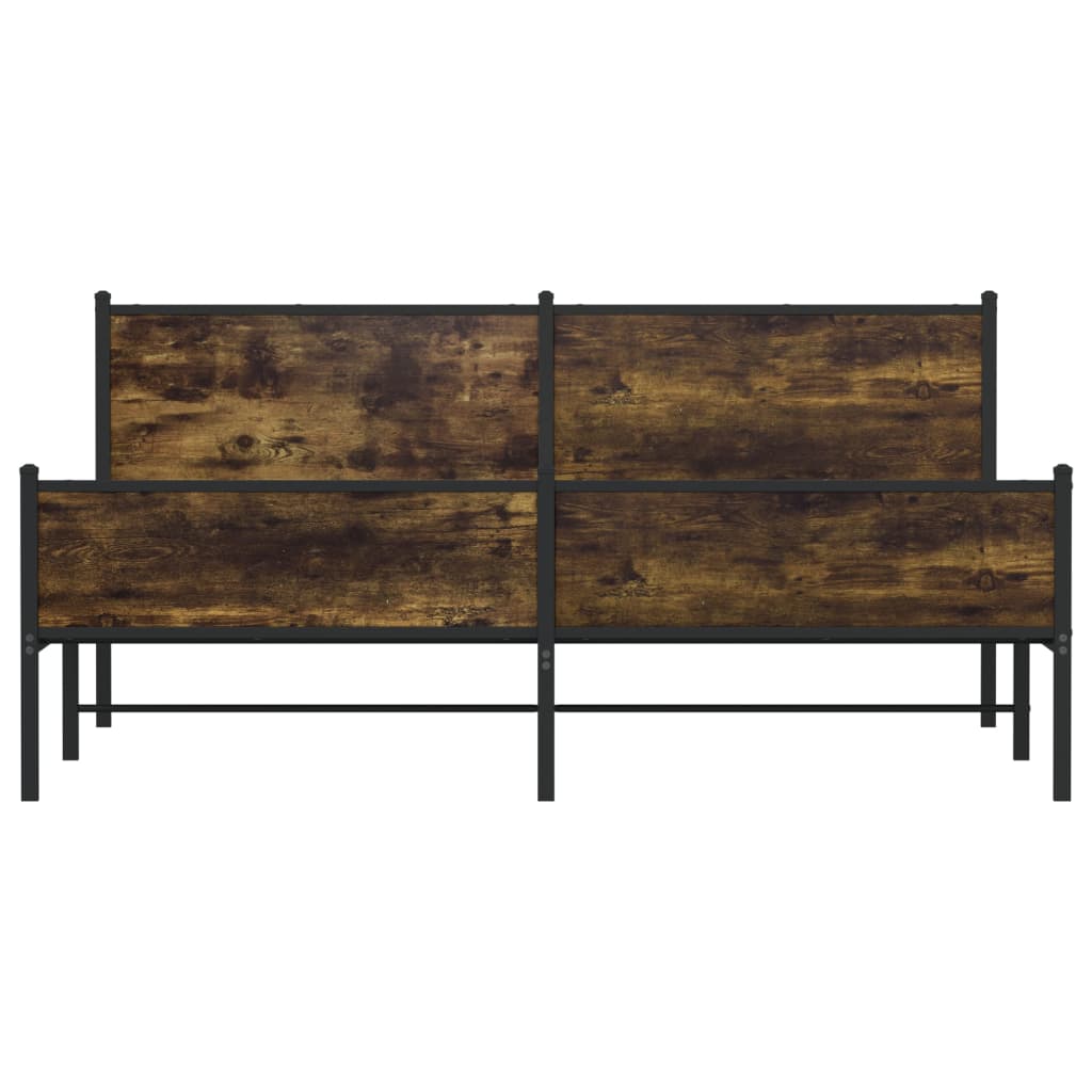 Metal Bed Frame without Mattress Smoked Oak 200x200 cm